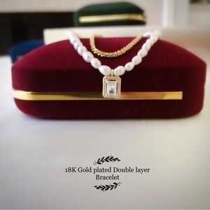 - 18KGp Double layer  Fresh water pearl Bracelet